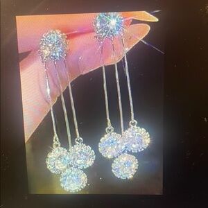 Silver Starburst Crystal Earrings